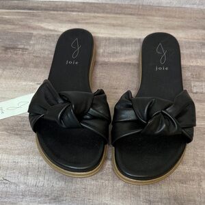 *NWOT* Joie Black Leather Knotted Slide Sandals - Size 9